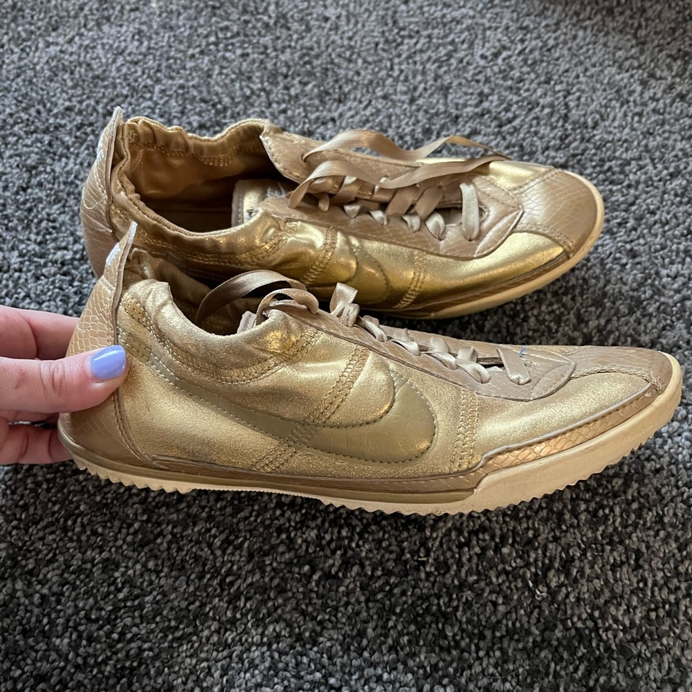 Metallic gold snakeskin Nikes